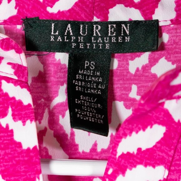 Ralph Lauren Women's Blouse Pink White Geometric Abstract Long Sleeve Top PS - Picture 3 of 9